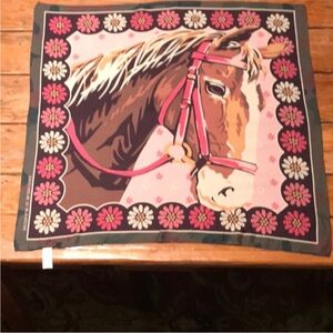 Double D Ranch Horse Print Scarf - Pink and Brown
